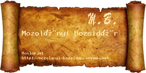 Mozolányi Bozsidár névjegykártya